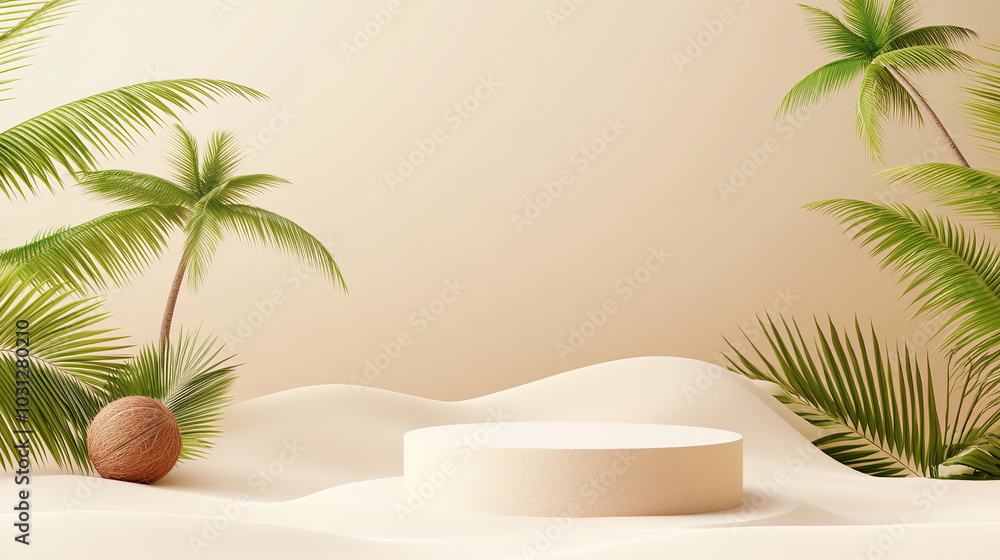 Obraz premium A podium made of sand on a beautiful beach