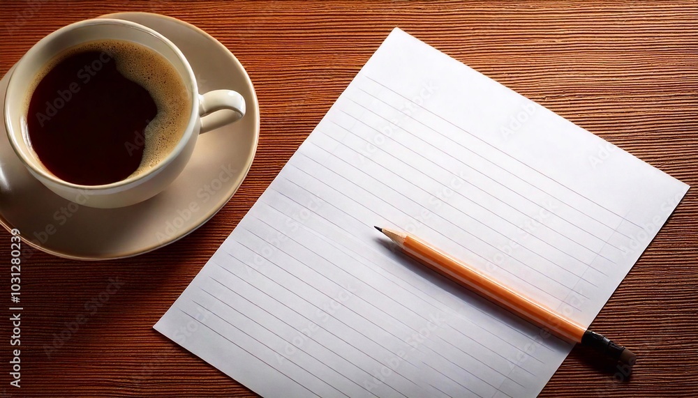 Pencil and paper on blank parchment paper. Pencil and paper on blank parchment paper.
