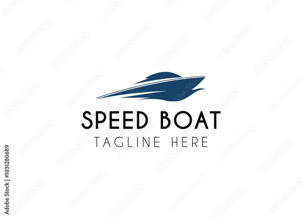 Fototapeta premium Jet boat logo design. Simple Minimalist Silhouette of Speedboat Jetboat Motorboat, or Boat with Motor with water sea ocean wave logo design