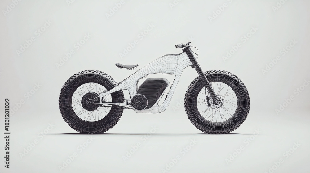 Fototapeta premium wireframe motorcycle design render 3d illustration