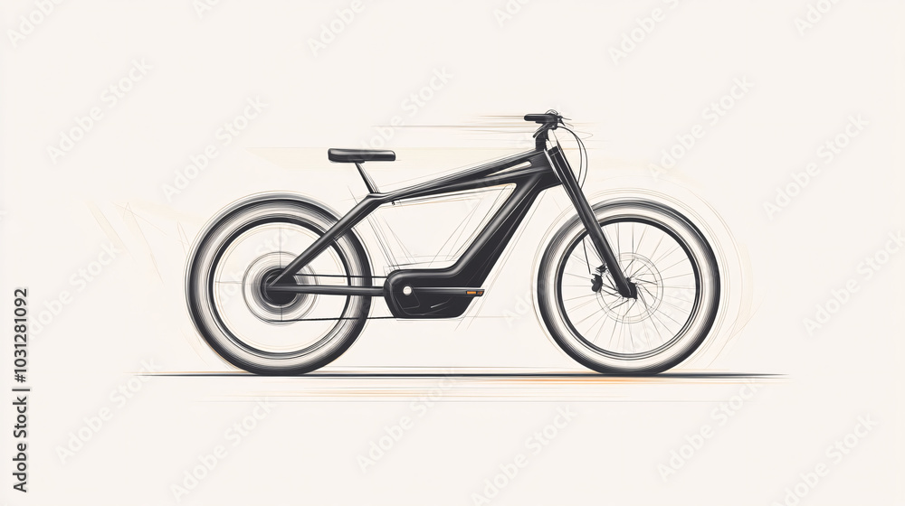 modern black electric bike illustration on white background modern black electric bike illustration on white background