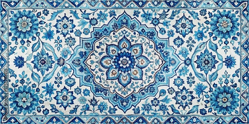 Blue Tangier Rug Watercolor Pattern - High Dynamic Range Design for Riverside and Airy Aesthetics