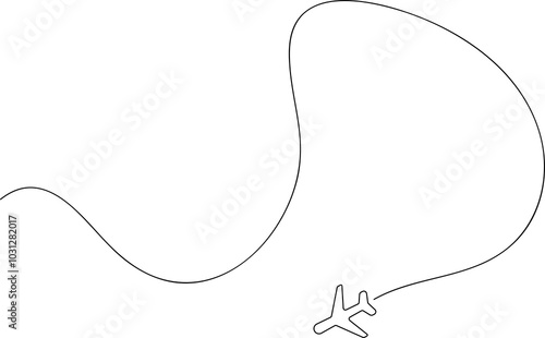 Airplane line path icon, airline, flight