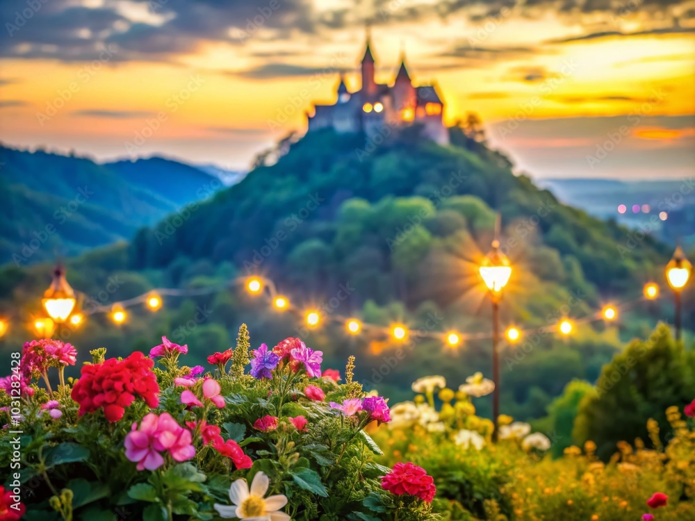 Fototapeta premium Bokeh Effect at Hohensyburg Platform: Scenic Landscape Photography