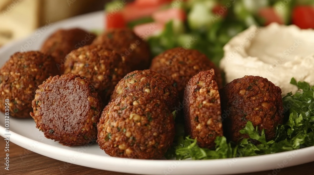 Delicious Falafel Balls on a Fresh Salad Platter Delicious Falafel Balls on a Fresh Salad Platter