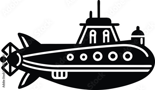 submarine illustration silhouette logo design concept 