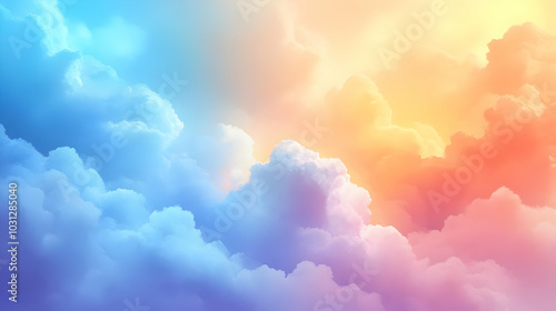 Soft, colorful clouds blending hues of blue, pink, and orange.