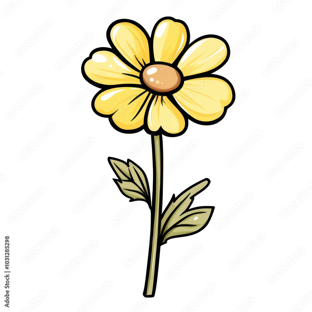 A vibrant bright yellow daisy sticker perfect for adding a splash of color to notebooks, crafts, or phone cases. A vibrant bright yellow daisy sticker perfect for adding a splash of color to notebooks, crafts, or phone cases.
