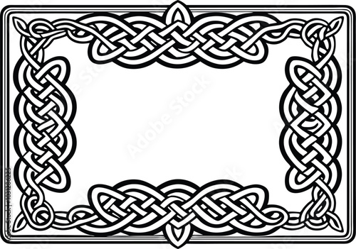 Celtic Vector Frame, Decorative Border Pattern with Irish Knots for Greeting Cards and Invitations illustration on white background.