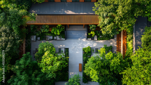 Aerial view of a lush, gree...