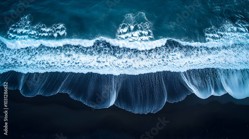 Aerial view of ocean waves ...