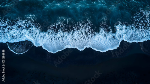 Aerial view of ocean waves ...