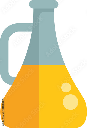 Chemistry flask containing a bubbling yellow liquid, likely depicting a chemical reaction or experiment
