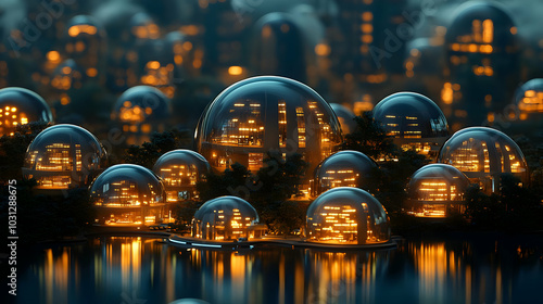 Futuristic cityscape with i...