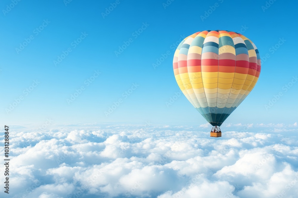 Fototapeta premium Colorful Hot Air Balloon Floating Above the Clouds
