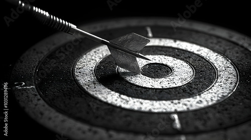 A dart embedded in the cent...
