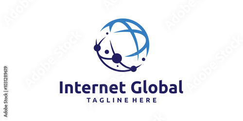 global internet logo design, signal, connection, technology, network, vector logo design, symbol, icon, creative idea.