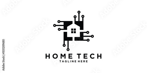 logo design home tech,circuit,installation,connection,vector logo design,symbol,icon,creative idea.