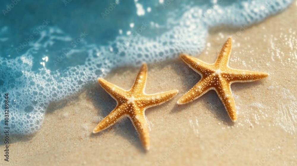 Starfish on the summer beach in sea water. Summer background Starfish on the summer beach in sea water. Summer background