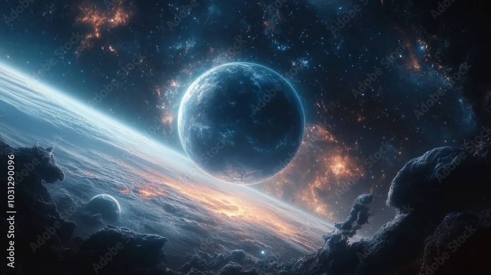 Obraz premium space with planets