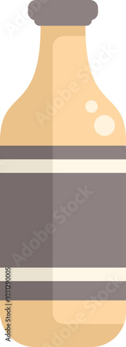 Simple illustration of a glass bottle containing sparkling water, in a flat design style