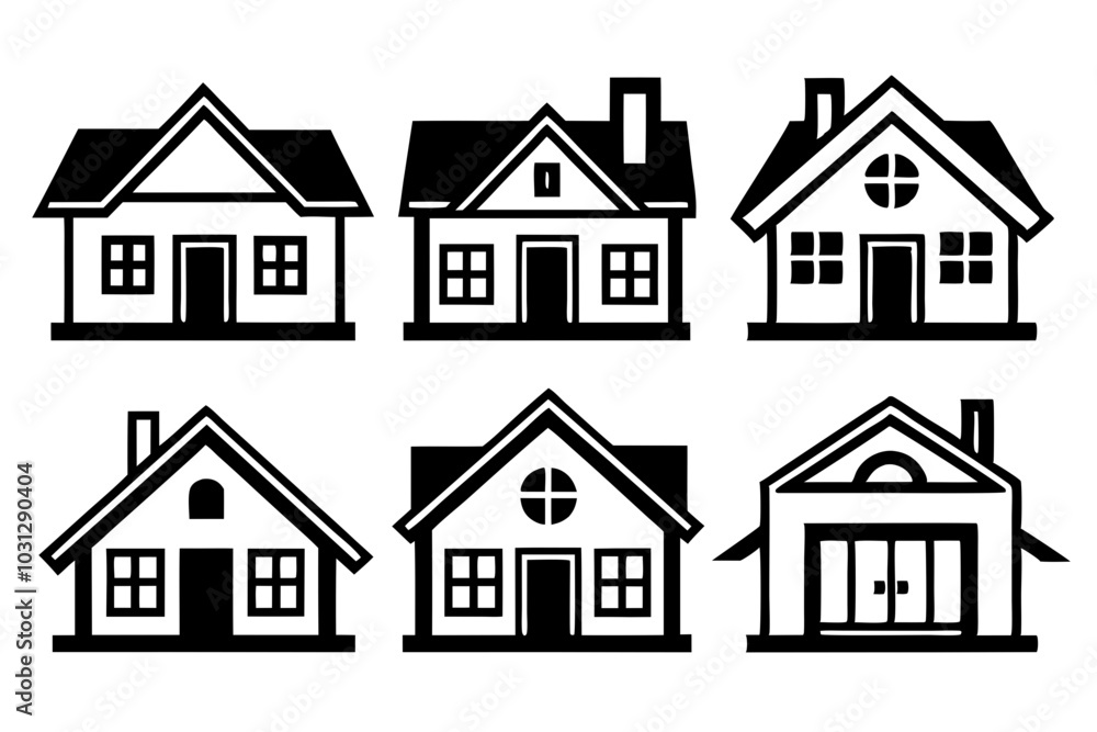 House Outline Vector Set, Home icon vector bundle, House symbol. Vector illustration
House Outline Vector Set, Home icon vector bundle, House symbol. Vector illustration