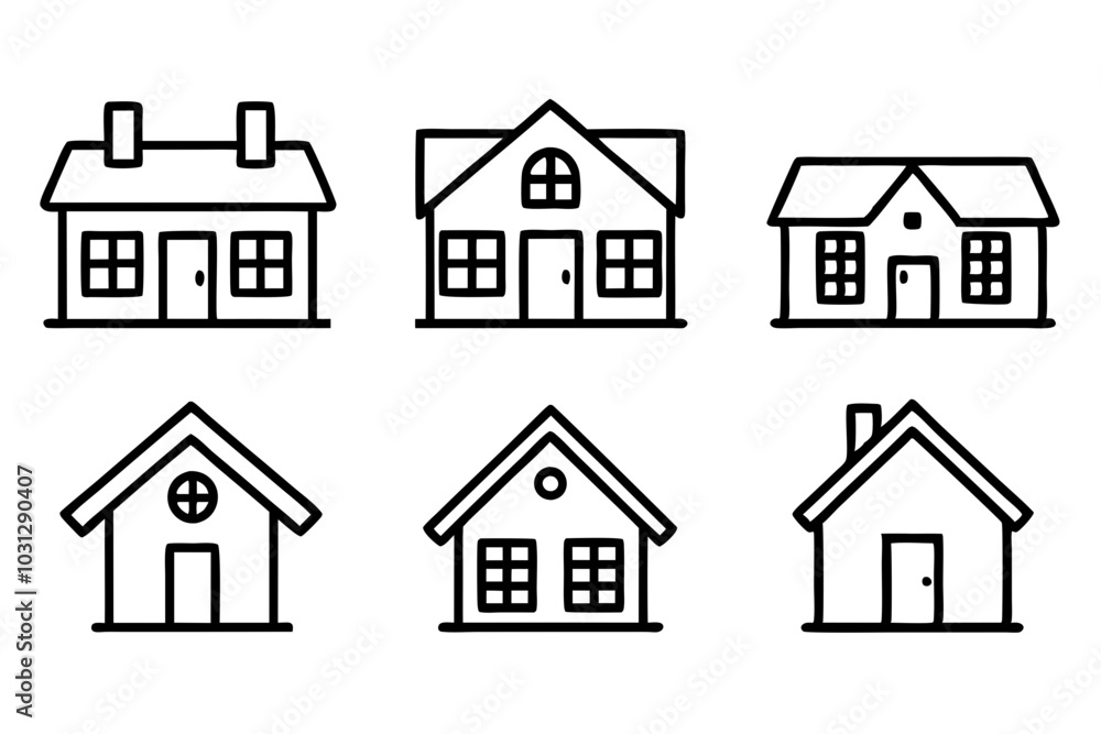House Outline Vector Set, Home icon vector bundle, House symbol. Vector illustration
House Outline Vector Set, Home icon vector bundle, House symbol. Vector illustration