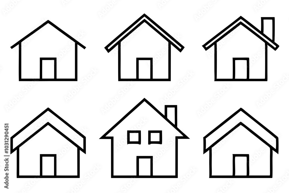 House Outline Vector Set, Home icon vector bundle, House symbol. Vector illustration
House Outline Vector Set, Home icon vector bundle, House symbol. Vector illustration