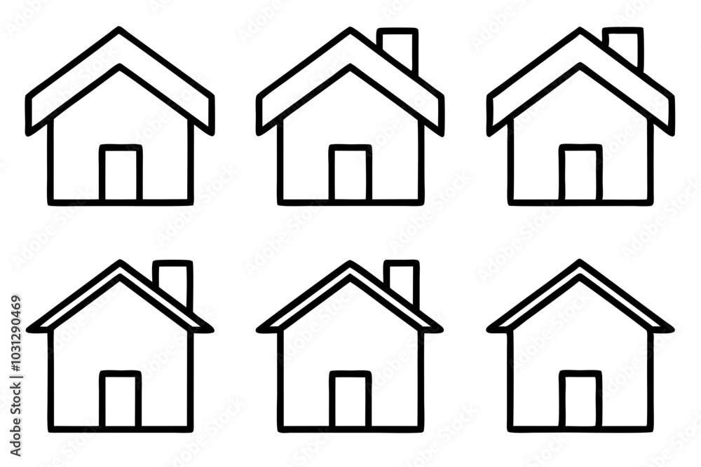 House Outline Vector Set, Home icon vector bundle, House symbol. Vector illustration
House Outline Vector Set, Home icon vector bundle, House symbol. Vector illustration