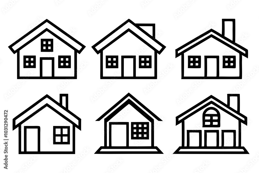 House Outline Vector Set, Home icon vector bundle, House symbol. Vector illustration
House Outline Vector Set, Home icon vector bundle, House symbol. Vector illustration