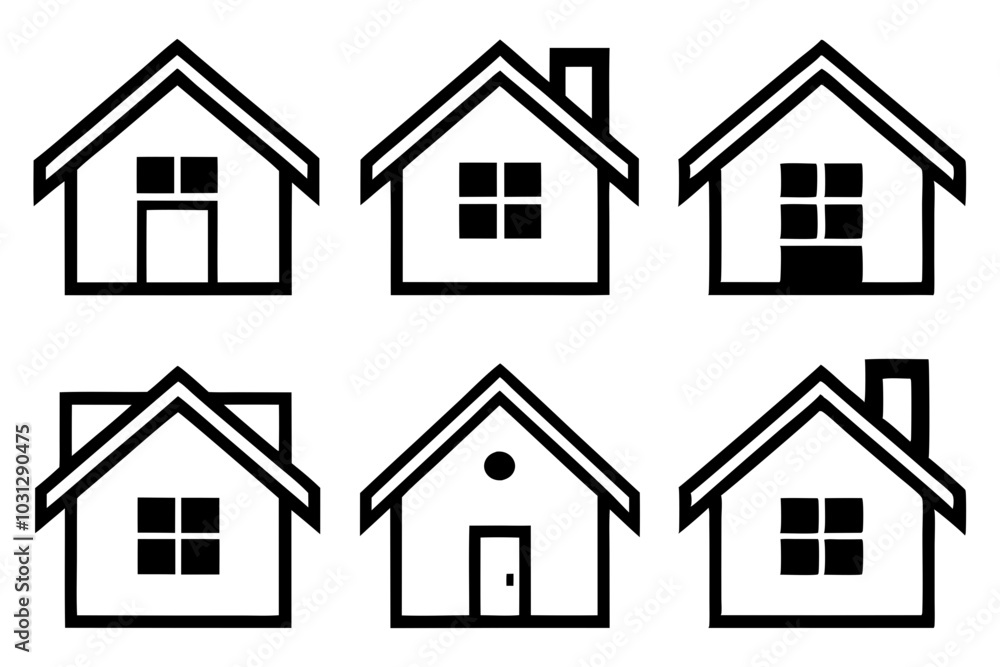 House Outline Vector Set, Home icon vector bundle, House symbol. Vector illustration
House Outline Vector Set, Home icon vector bundle, House symbol. Vector illustration