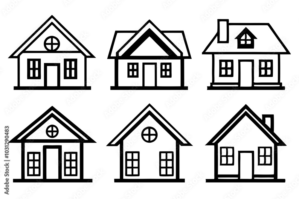 House Outline Vector Set, Home icon vector bundle, House symbol. Vector illustration
House Outline Vector Set, Home icon vector bundle, House symbol. Vector illustration