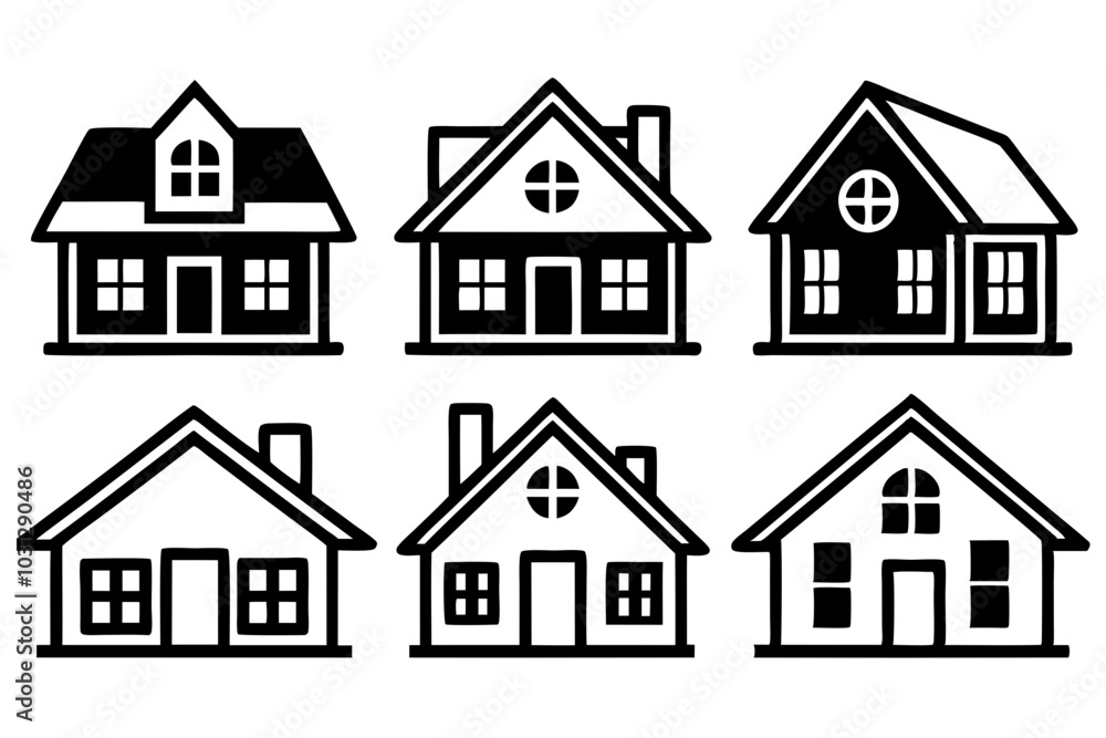 House Outline Vector Set, Home icon vector bundle, House symbol. Vector illustration
House Outline Vector Set, Home icon vector bundle, House symbol. Vector illustration