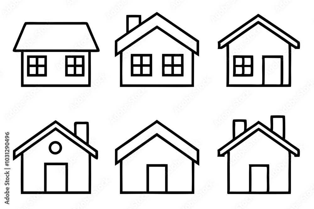 House Outline Vector Set, Home icon vector bundle, House symbol. Vector illustration
House Outline Vector Set, Home icon vector bundle, House symbol. Vector illustration