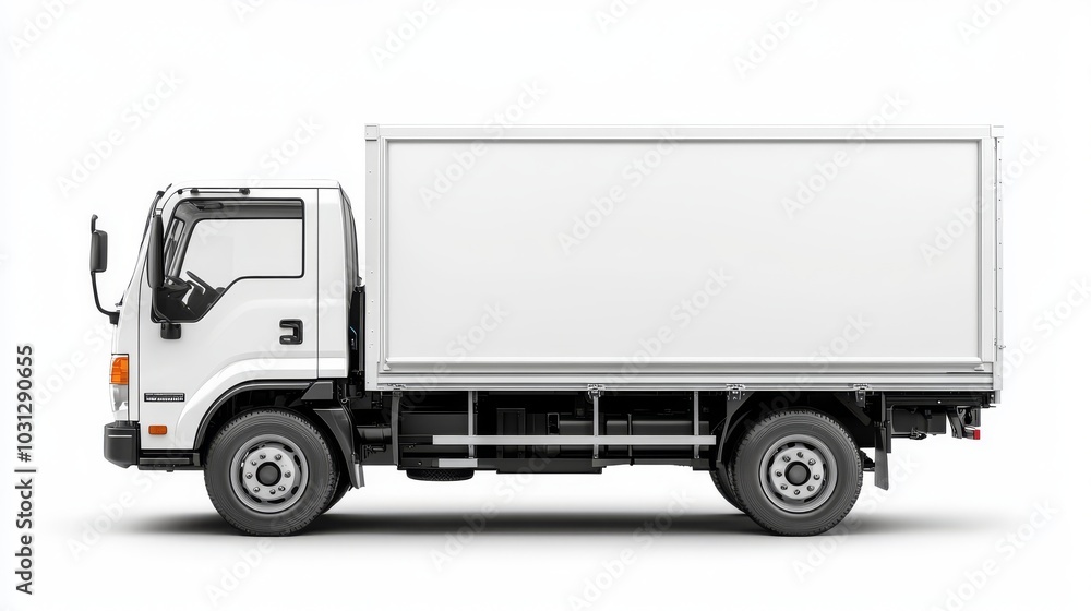 White small clean delivery truck White small clean delivery truck