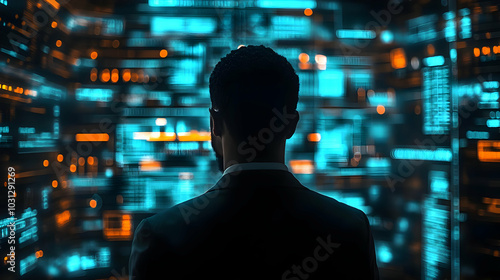 A person observing a digita...