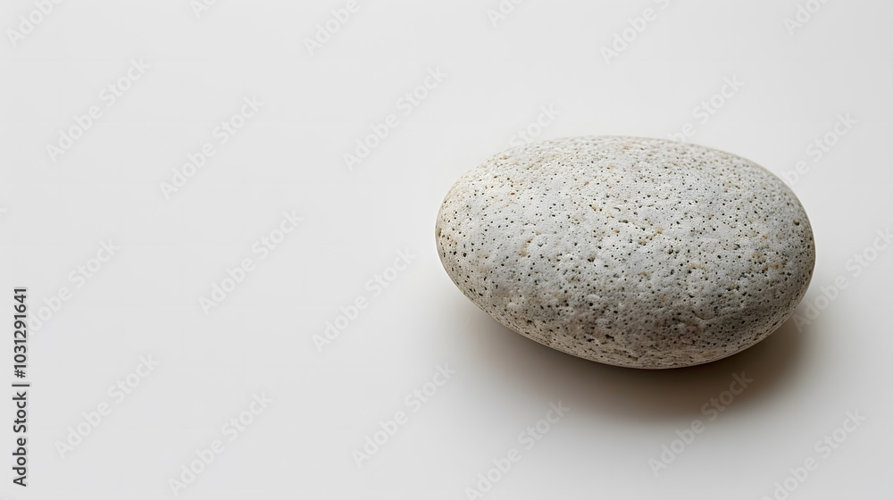 Smooth grey stone on white background. Minimalist natural object with copy space. Balance and zen concept. Design for banner, poster, marketing material, texture, spa. Smooth grey stone on white background. Minimalist natural object with copy space. Balance and zen concept. Design for banner, poster, marketing material, texture, spa.