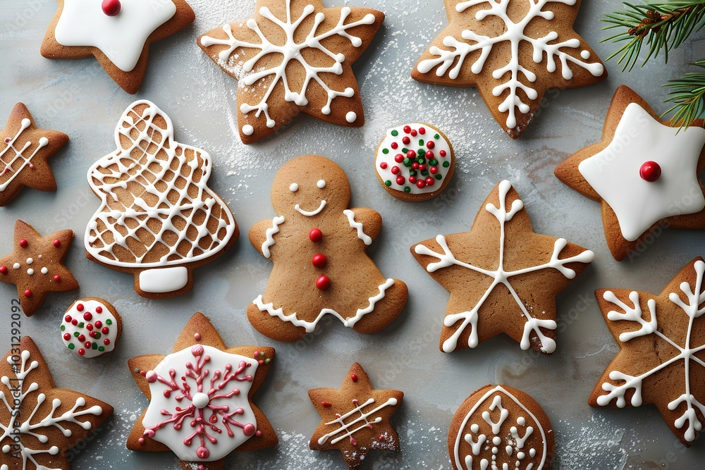 A table topped with lots of cookies covered in icing A table topped with lots of cookies covered in icing