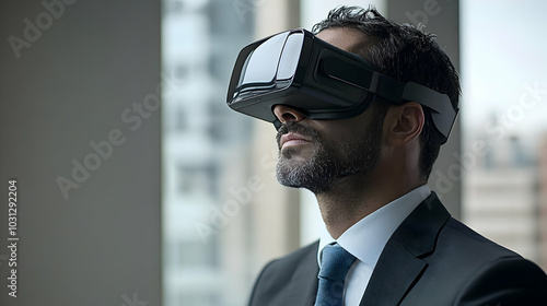 Man in a suit wearing virtu...