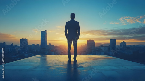 Silhouette of a man in a su...