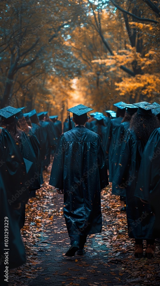 Graduation Ceremony in the Autumn Forest Graduation Ceremony in the Autumn Forest