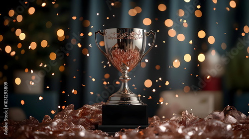 A shiny trophy on a pedesta...