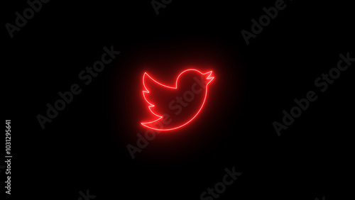 Vibrant Neon Glowing Twitter Icon: A Modern Digital Symbol of Communication and Connectivity in Bright, Eye-Catching Colors for Social Media Enthusiasts and Tech Lovers Alike