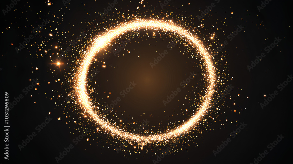 An abstract image of a golden circle of light against a dark background, creating a shimmering and elegant design. An abstract image of a golden circle of light against a dark background, creating a shimmering and elegant design.