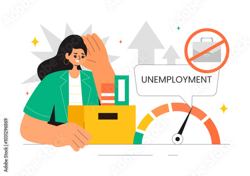 Unemployment Rate Vector Illustration featuring Numerous Individuals Searching for Jobs, Economic Downturns and financial Crises in a Background
