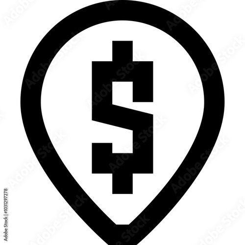 Black and white icon of a dollar sign in a circle.