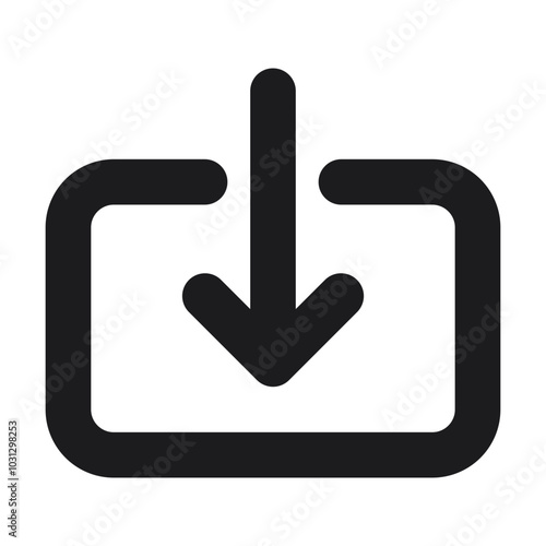 Black download icon with rounded corners on white background.