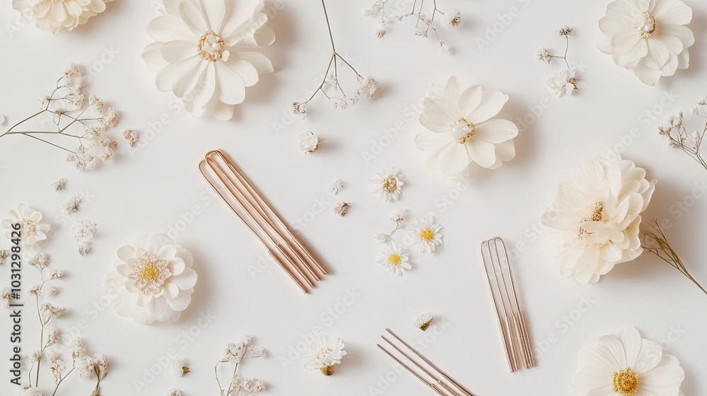 Elegant Floral Arrangement with Hair Accessories Elegant Floral Arrangement with Hair Accessories
