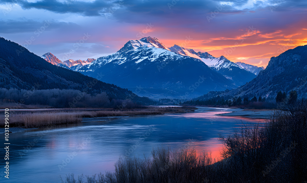 Fototapeta premium Spectacular Nature and Scenic Wonders: Golden Hour Sunsets, Lush Forests, Tranquil Beaches, and Vibrant Fields of Flowers in Stunning Views