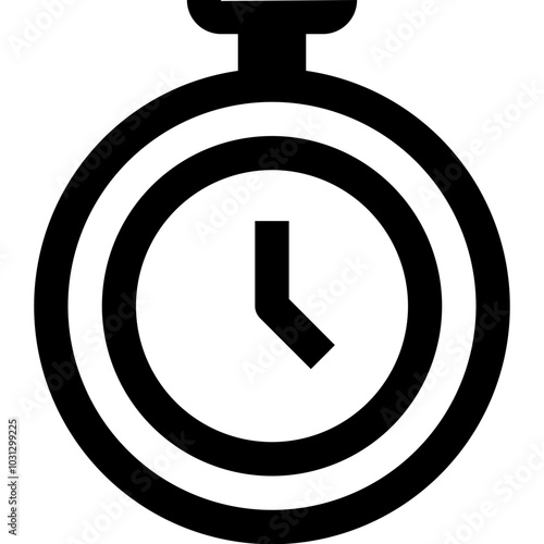 A black and white icon of a stopwatch with a thick outline.